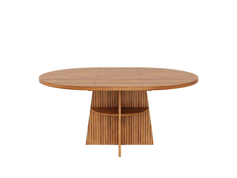 Table à manger extensible - 110 x 110 x 77.5 cm - table de cuisine 2-8 personnes avec étagère de rangement - marron - Conforama D