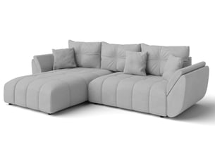 Canapé d'angle réversible convertible <strong>AX LIVING </strong> <strong>Verciani</strong> 4 places Velours gris avec coffre de rangement