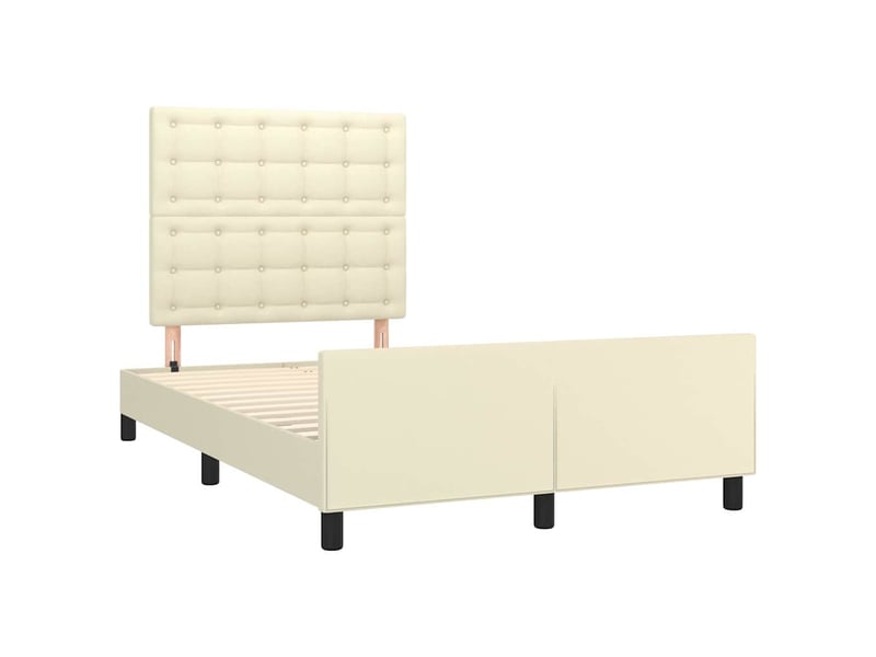  Lit double- lit adulte -  cadre de lit avec tête de lit crème 120x200 cm similicuir  - Conforama C