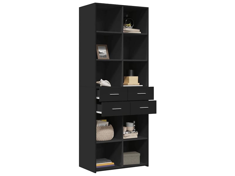  Buffet haut - bahut - meuble de rangement noir 70x42,5x185 cm bois d'ingénierie  - Conforama C