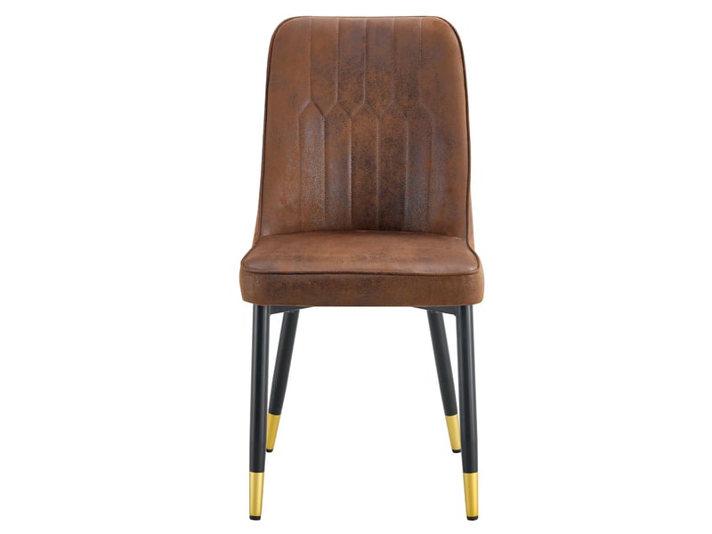  Lot de 2 chaises de salle à manger en tissu marron et pieds en métal noir W3658P368305 - Conforama A