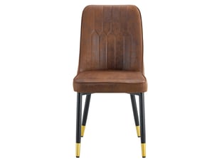 Lot de 2 chaises de salle à manger en tissu marron et pieds en métal noir