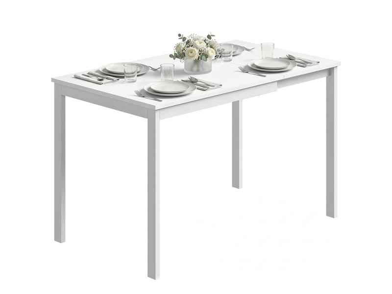  Table à manger extensible 80-120 cm pour 4 à 6 personnes, table de cuisine avec extension coulissante, blanc  - Conforama A
