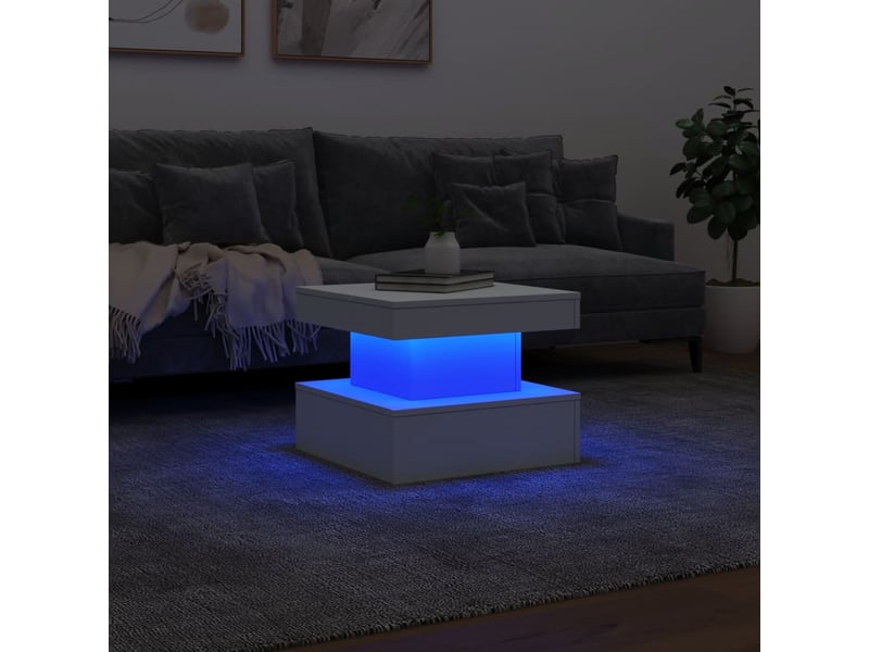  Table basse | table d'appoint salon avec lumières led blanc 50x50x40 cm shl3443  - Conforama E