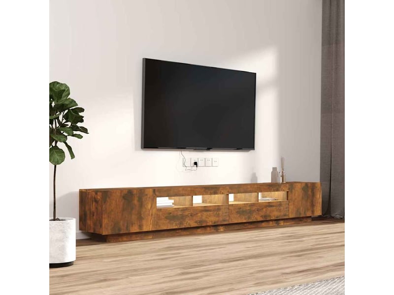 Ensemble de meubles tv - banc tv - meuble de rangement avec lumières led 3 pcs chêne fumé - Conforama E