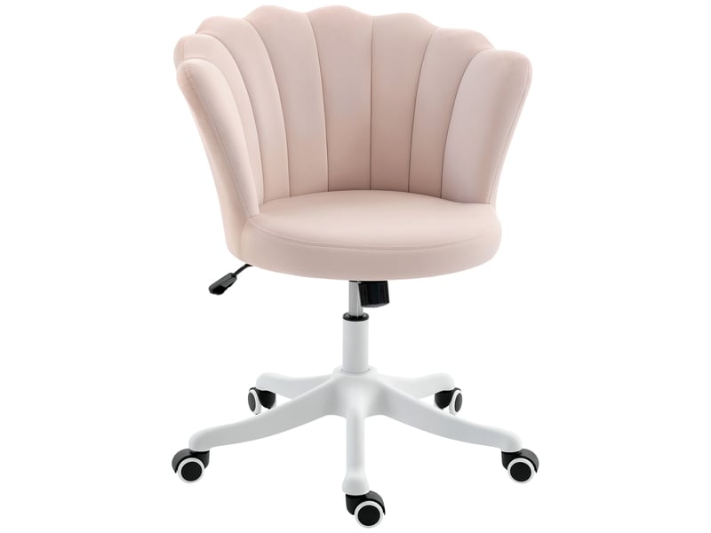  Chaise bureau en velours, chaise coiffeuse avec dossier en pétale, hauteur réglable, 69 x 64 x 80-90 cm, rose  - Conforama B