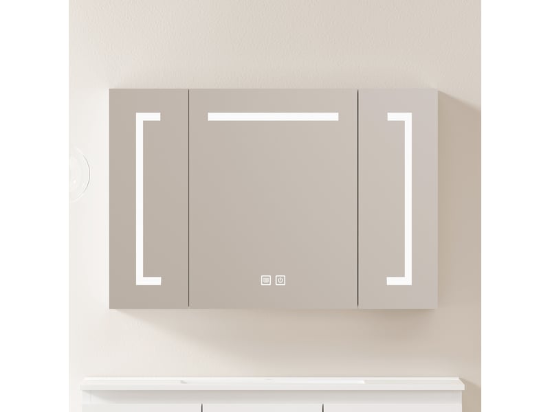 Armoire de toilette murale avec miroir led 90 cm rangement intégré pour salle de bain et chambre - Conforama B