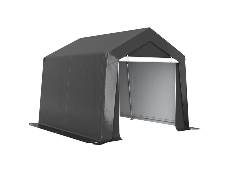  Carport tente-garage 3x3 m gris foncé étanche en acier galvanisé, porte enroulable et fenêtre d'aération  - Conforama A