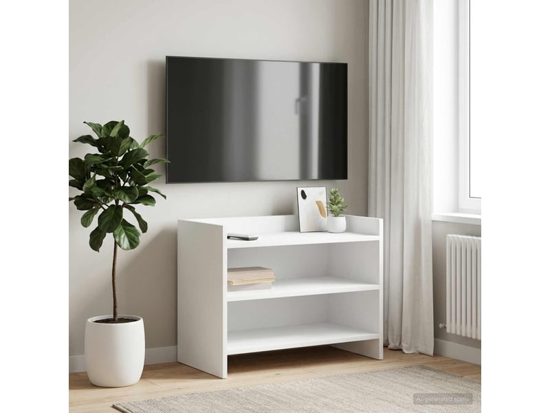  Meuble tv - banc tv - meuble de rangement 60 x 33 x 47 cm blanc bois d'ingénierie  - Conforama B