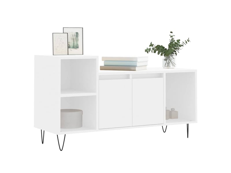  Meuble tv - banc tv - meuble de rangement blanc 100x35x55 cm bois d'ingénierie  - Conforama C