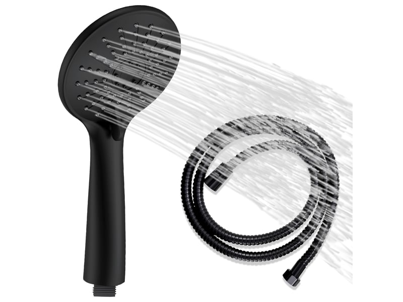  Pommeau de douche aica avec tuyau de douche 1.5m, douchette à main 3 modes, abs &amp; acier inoxydable 304, noir  - Conforama A