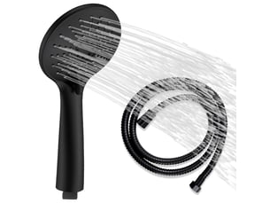 Pommeau de douche aica avec tuyau de douche 1.5m, douchette à main 3 modes, abs & acier inoxydable 304, noir