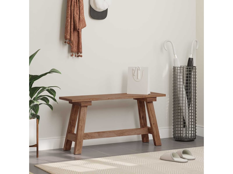  Banc d'entrée, banc d'intérieur naturel 92x23,5x45,5 cm bois massif d'acajou  - Conforama B