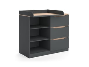 Vicco commode à langer, anthracitechêne artisan, 113x93cm avec 3 tiroirs