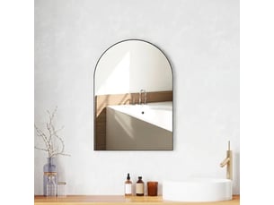 Miroir salle de bain arqué, miroir mural noir 50x70 cadre aluminium