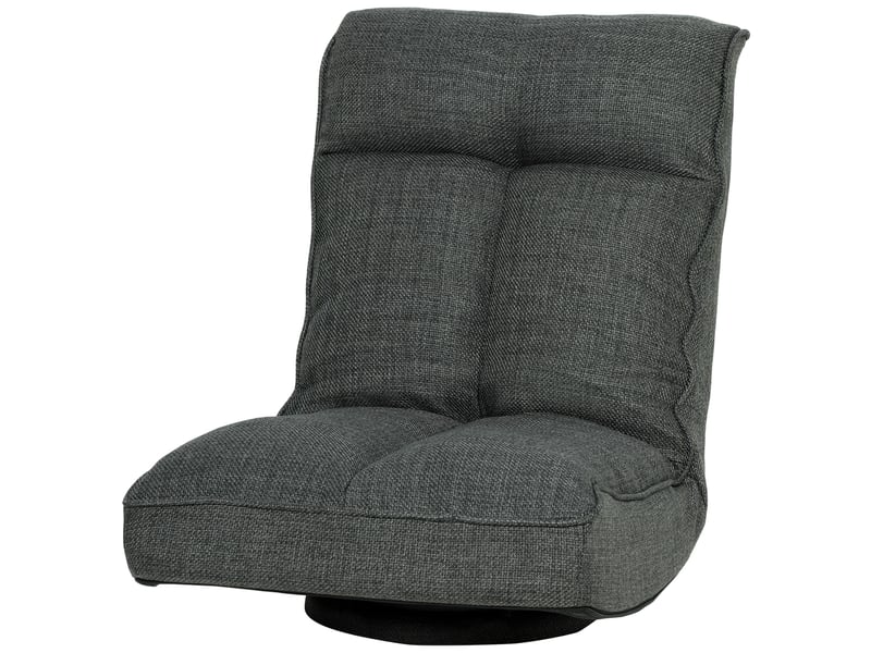  Fauteuil de sol pliable pivotant à 360°, chaise rembourré avec dossier réglable, 58x107x79cm, gris  - Conforama A