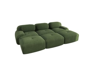 Canapé modulable 3 places modenvie avec 3 poufs vert en velours côtelé 298 x 178 x 70 cm