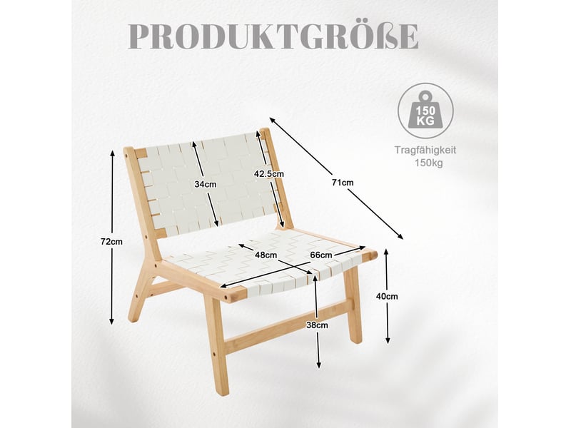 Fauteuil de détente sans accoudoirs 71x66x72 cm en pu tressé blanc - Conforama C