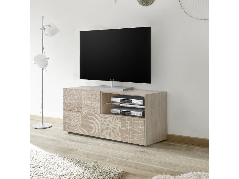  Meuble tv 1 porte aspect bois samoa sérigraphies multi-motifs - juan JUAN - Conforama B