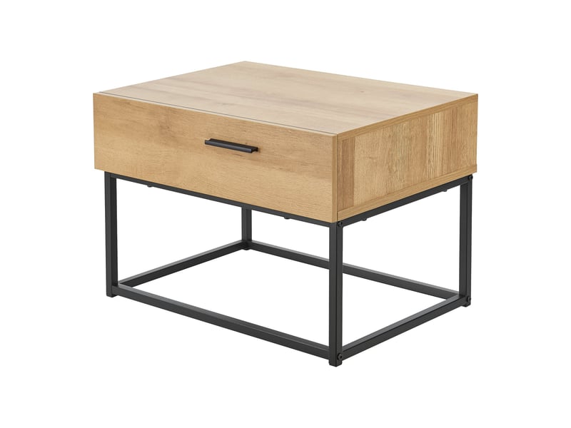 Set de 2 table de chevet métal 39 x 55 x 40 cm beige effet chêne 03_0010596  - Conforama B