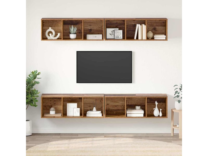  Ensemble meuble tv - banc tv - meuble de rangement 4 pcs bois ancien bois d'ingénierie  - Conforama B