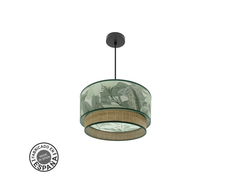  Suspension fabrilamp congo noir vert naturel 1 x e27 ø 40 cm 224994009 - Conforama A
