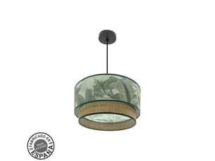 Suspension fabrilamp congo noir vert naturel 1 x e27 ø 40 cm