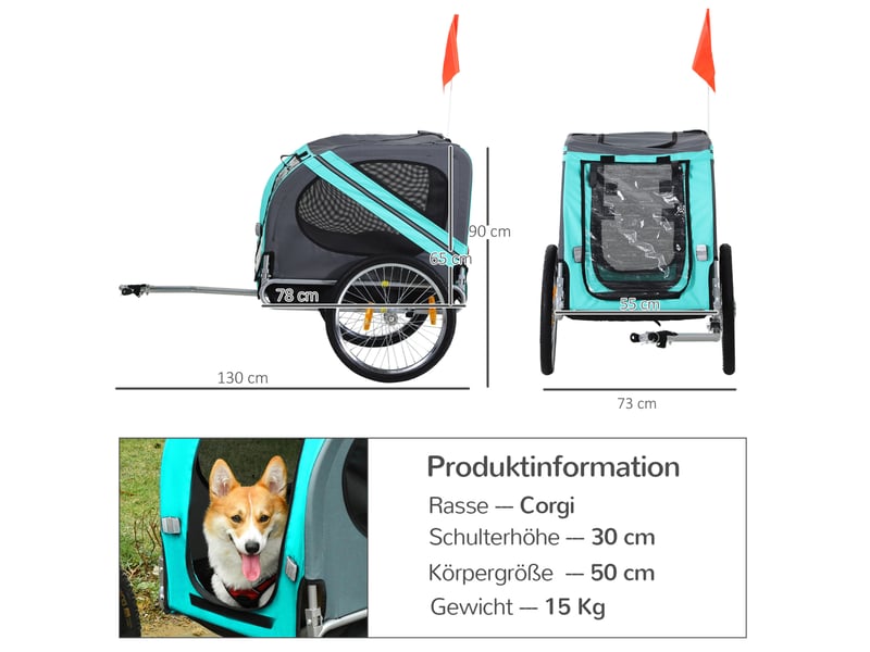 Remorque vélo pour enfent 130x73x90 cm – vert – pliante avec roues 20 pouces et protection pluie - Conforama C