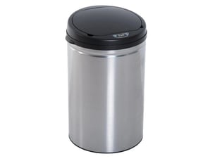 Poubelle ronde à capteur infrarouge 30 l en acier inoxydable noir