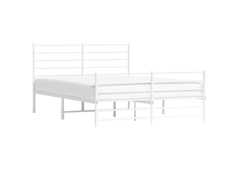  Lit double- lit adulte -  cadre de lit métal sans matelas et pied de lit blanc 120x190 cm  - Conforama D