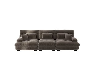 Canapé d'angle modulable 3 places en chenille marron, canapé convertible à assise profonde pour salon, appartement ou bureau