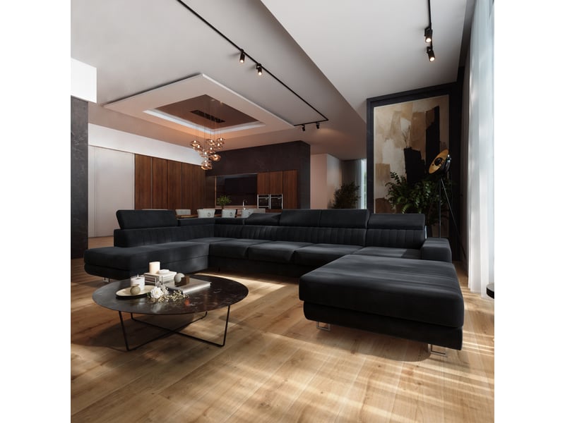 Canapé d'angle gaian, velours noir - Conforama B