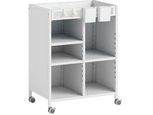 Bibliothèque tcqpz sur roulettes 4 niveaux 53 x 34 x 69,5 cm étagères réglables paniers suspendus métal blanc