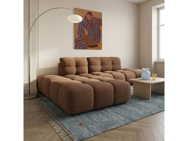  Canapé d'angle gauche convertible almera 4 places tissu terracotta  - Conforama B