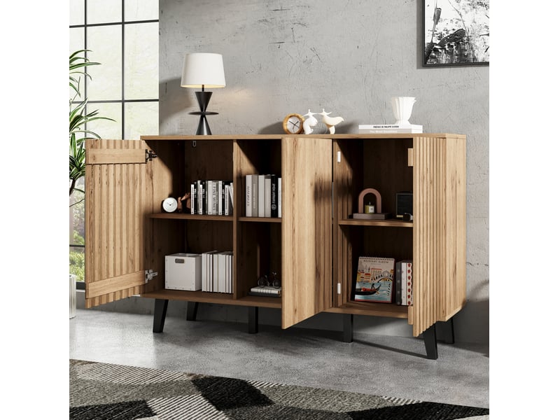  Ensemble meuble tv et buffet modenvie 180 x 40 x 55 cm et 150 x 40 x 95 cm bois naturel  - Conforama E