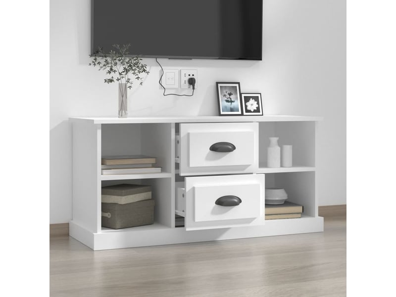  Meuble tv - banc tv - meuble de rangement blanc 99,5x35,5x48 cm bois d'ingénierie  - Conforama C