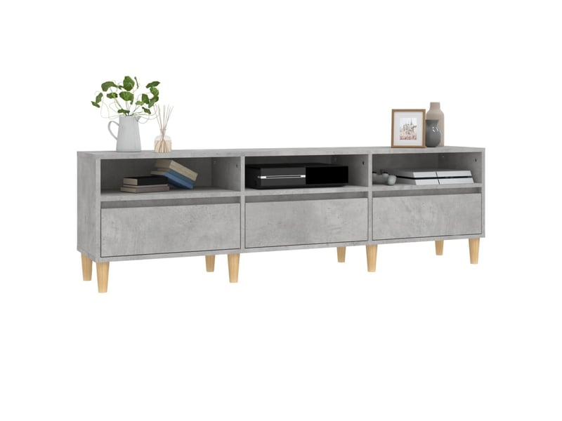  Meuble tv - banc tv - meuble de rangement gris béton 150x30x44,5 cm bois d'ingénierie  - Conforama D