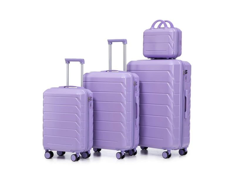  Set de 4 valises rigides,14192428 pouces,avec serrure,abs,bleu et violet  - Conforama A