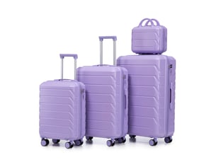 Set de 4 valises rigides,14192428 pouces,avec serrure,abs,bleu et violet