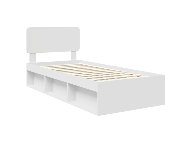  Lit simple- lit adulte -  cadre de lit avec tête de lit blanc 100 x 200 cm pin massif  - Conforama C
