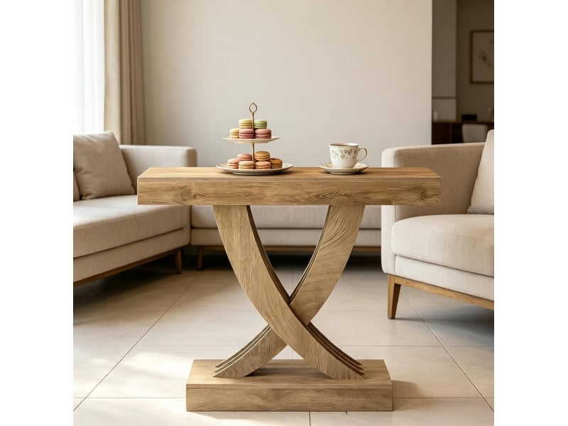 Console 110x30x85 cm en mdf marron avec piètement en x  - Conforama E