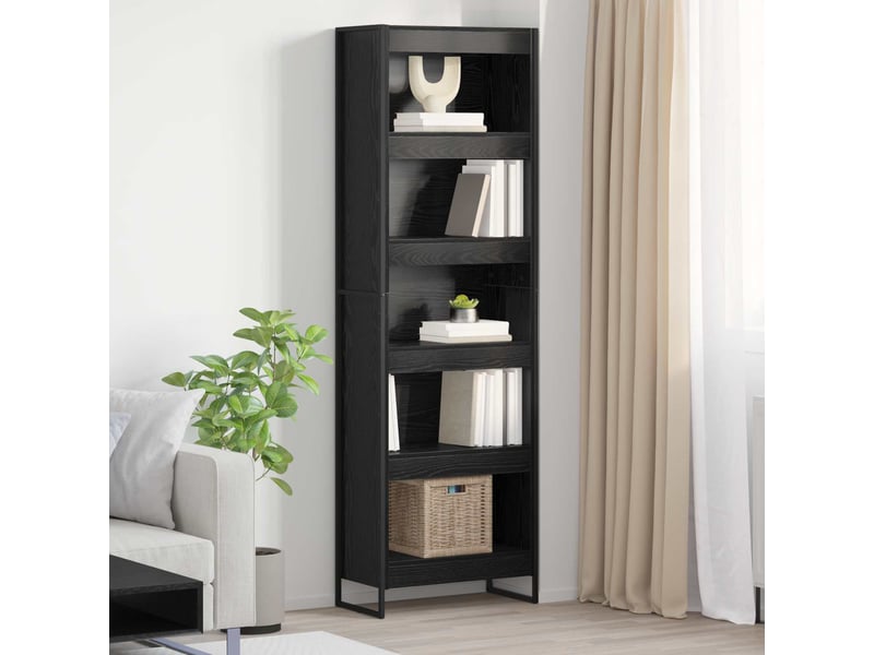  Bibliothèque, armoire à livres 60 x 30 x 189,5 cm bois d'ingénierie chêne noir  - Conforama B