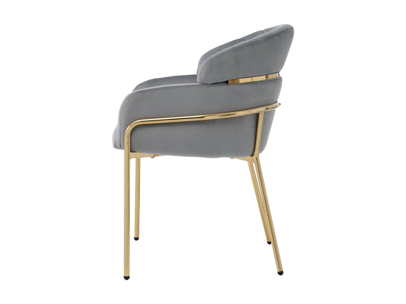 Lot de 2 chaises de salle à manger avec quatre pieds en métal, pour salon, luxe léger, chambre, bureau, velours, gris  - Conforama C