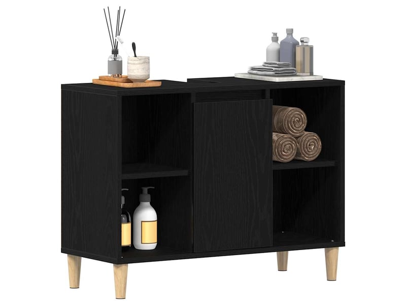  Meuble sous-évier, meuble de rangement chêne noir 80x33x60 cm bois d'ingénierie  - Conforama D