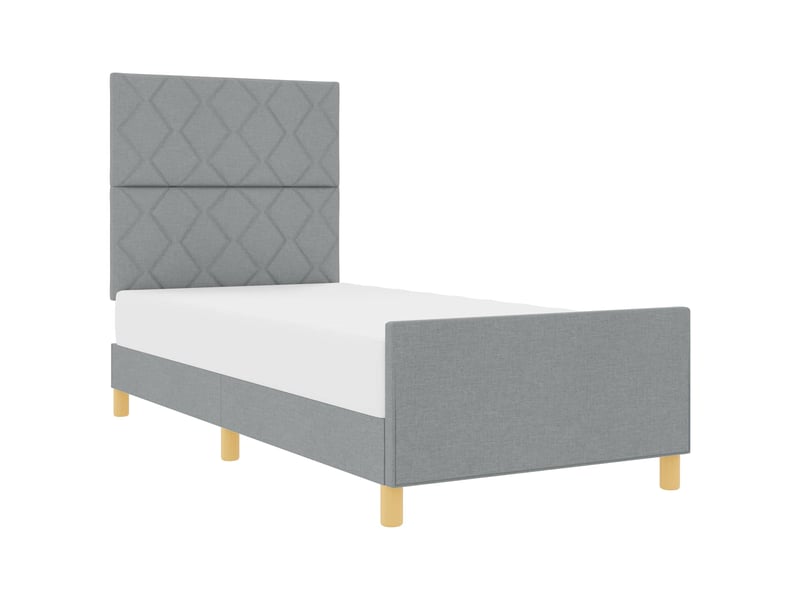  Lit simple- lit adulte -  cadre de lit avec tête de lit gris clair 100 x 200 cm tissu  - Conforama A