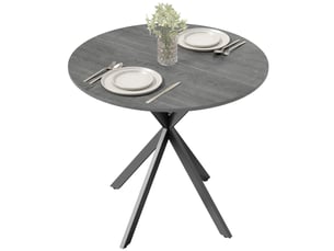 Table de cuisine ronde, 80 cm, plateau compact, panneaux de particules, métal, gris