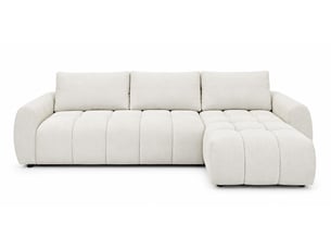 Canapé d'angle réversible convertible BOBOCHIC FUJI 3 places Tissu blanc avec coffre de rangement