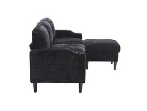 Canapé droit fixe <strong></strong> <strong></strong> 4 places Velours noir avec coffre de rangement