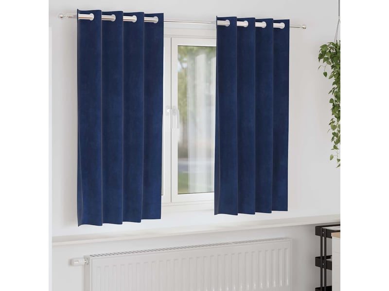 Lot de 2 rideaux, rideaux de fenêtre bleu foncé 140 x 175 cm velours cf43989 - Conforama B