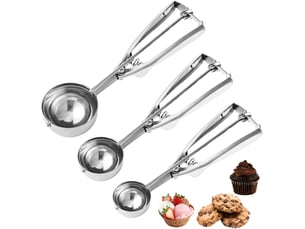 Lot de 3 cuillères à biscuits, 1 cuillère à soupe, 2 cuillères à soupe, 3 cuillères à soupe, accessoires cuisine pour la pâtisserie - grey silver